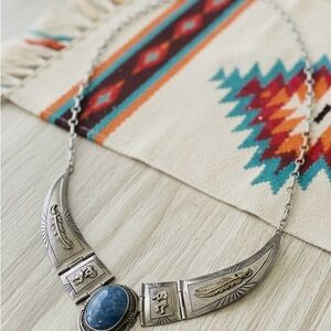 Navajo Sterling Silver & Denim Lapis Necklace by J.W. Toadlena